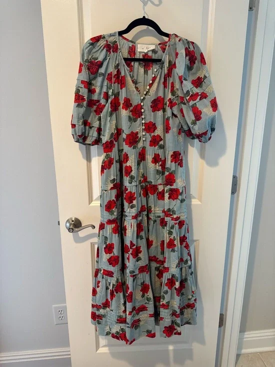 The Great The Pleated Ravine Dress in Western Rose Print - Picture 4 of 8
